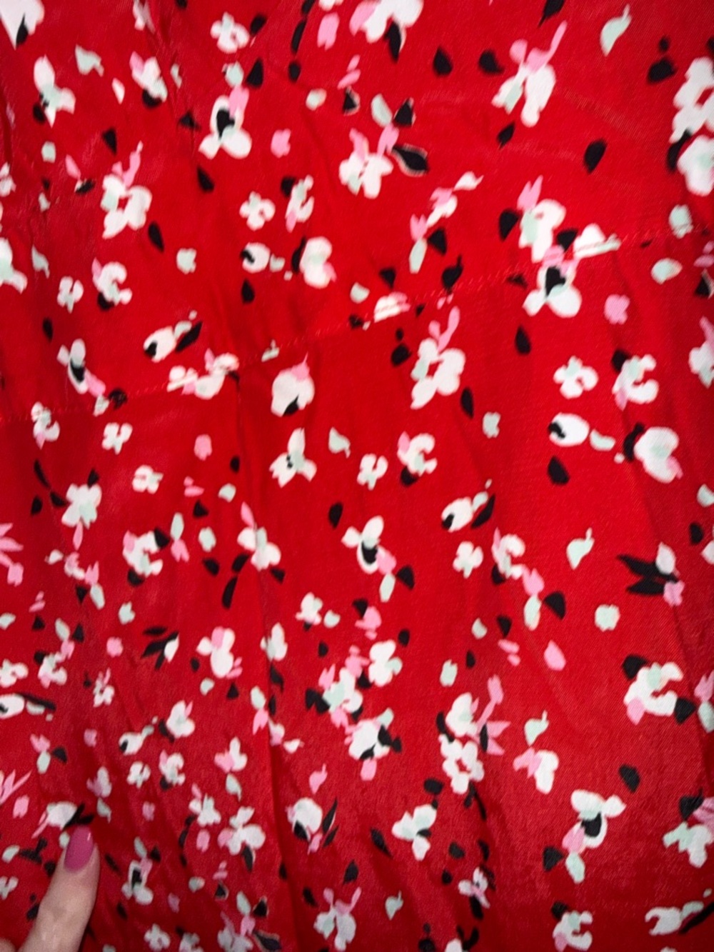 Red Floral Midi Dress with V-Neck and Flutter Sleeves - size 14 - Picture 4 of 6
